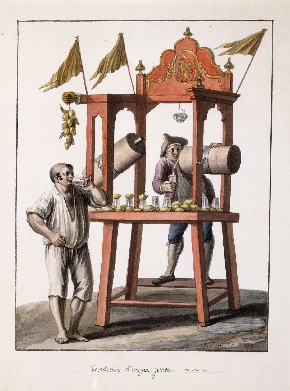 Verkäufer von Eiswasser und neapolitanisches Kostüm des Wagens von Saviero Xavier della Gatta