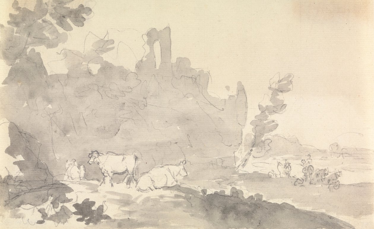 Landschaft mit Kühen im Vordergrund von Sawrey Gilpin