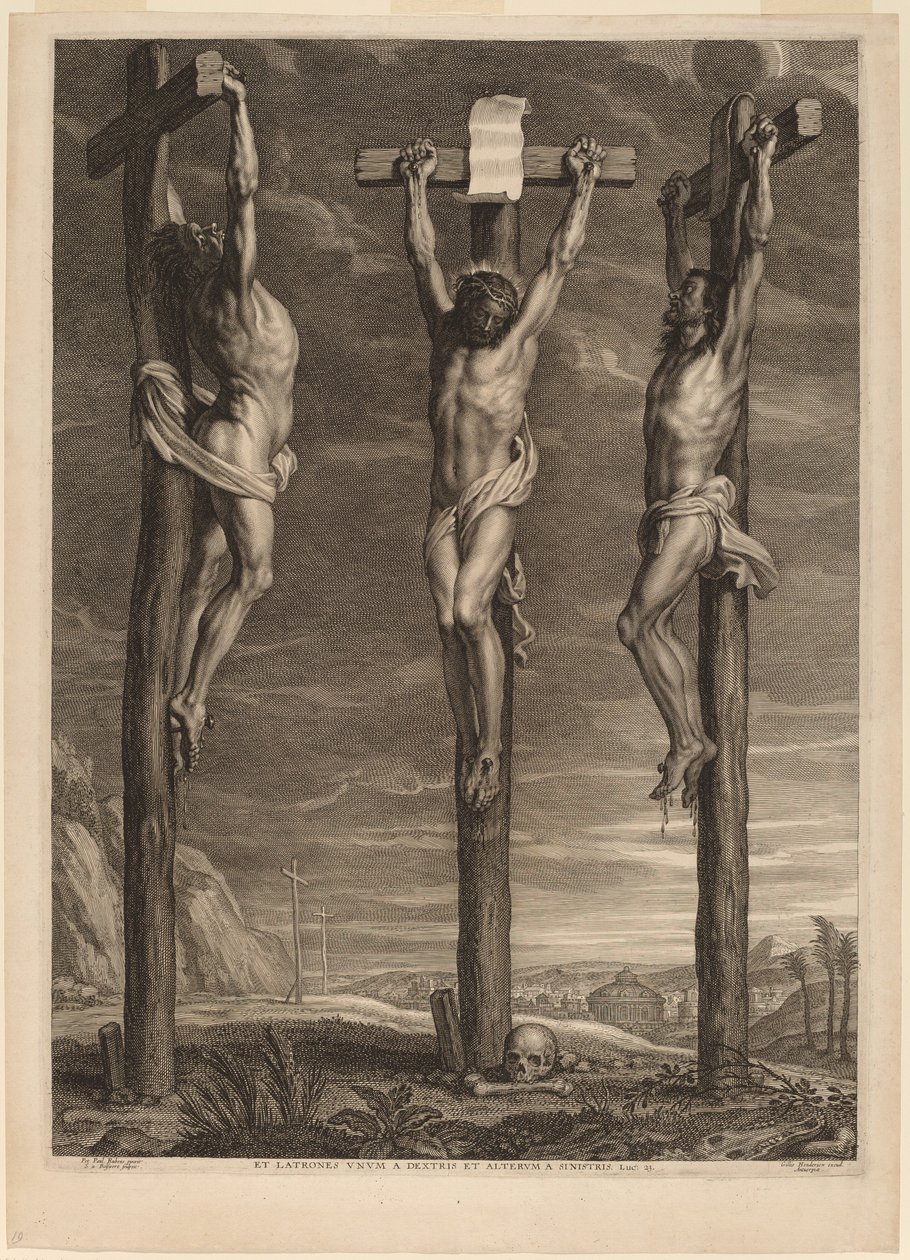 Christus gekreuzigt zwischen zwei Dieben von Schelte Adams Bolswert after Sir Peter Paul Rubens