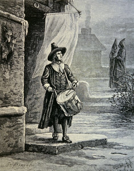 Die Kirchenglocke des Puritaners war ein Trommler von School American