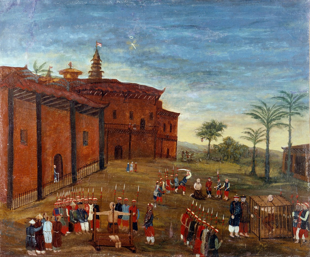 Chinesische Kunst: Szenen der Folter und Hinrichtung von Gefangenen. Gemälde des 19. Jahrhunderts. Louvre, Paris von School Chinese
