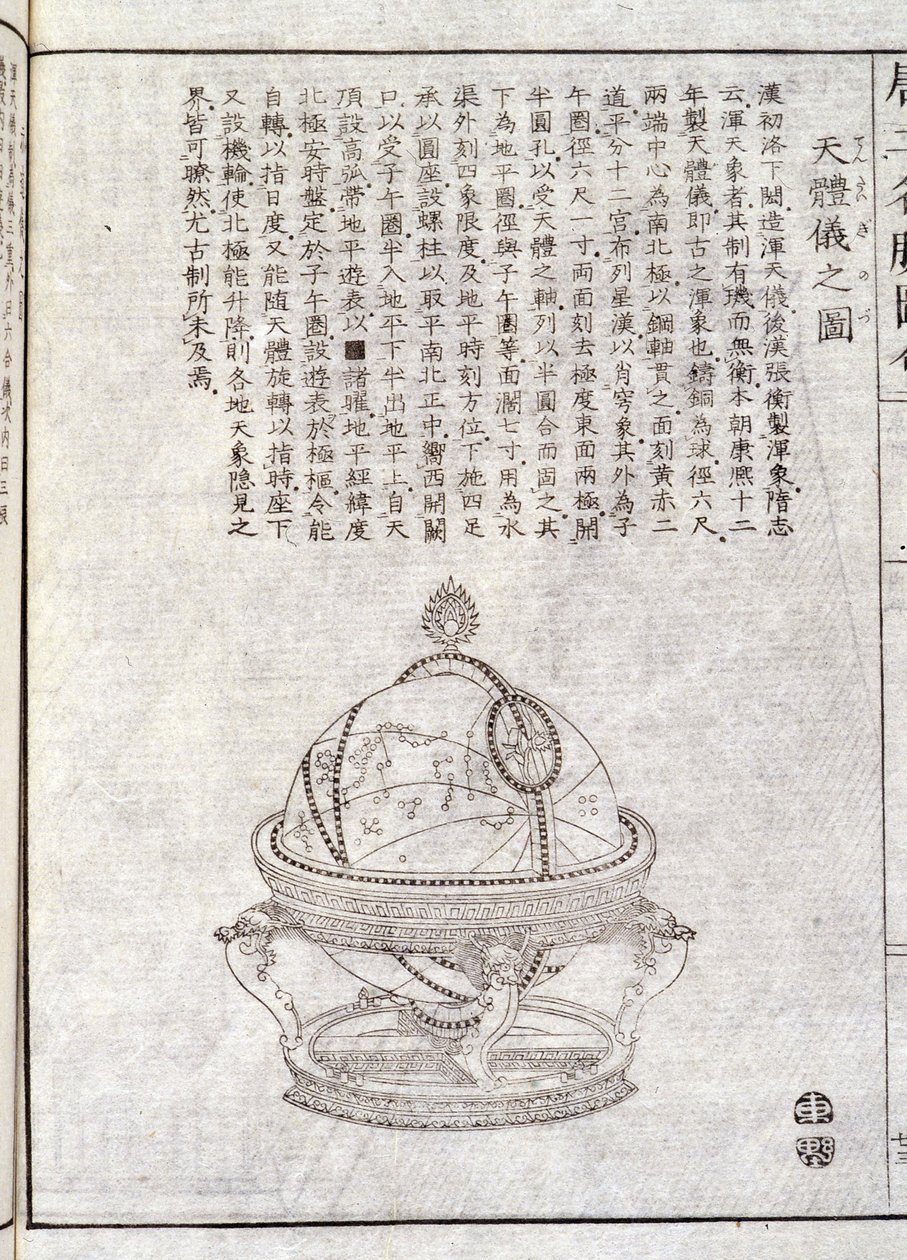 Erdglobus - Chinesisches Dokument. Anonyme Gravur. Sammlung Selva. von School Chinese