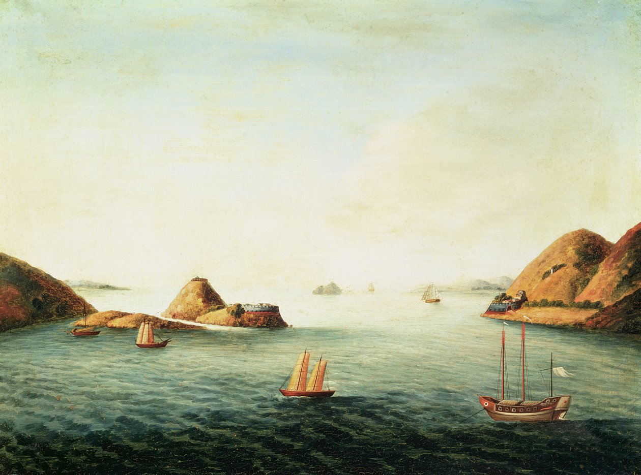 Ansicht der Boca Tigris am Perlfluss, um 1830 von School Chinese