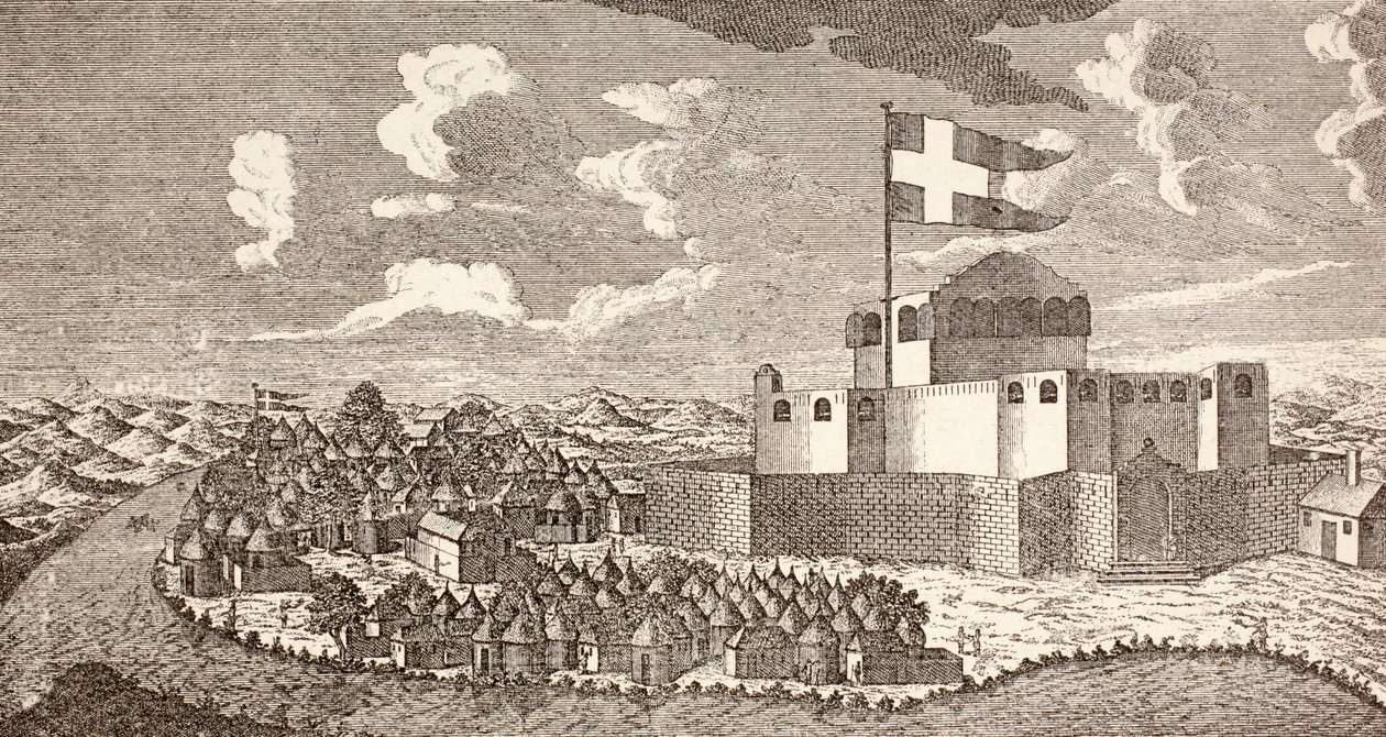 Dänische Kolonialfestung Fredensborg, Ningo, Ghana wie sie 1760 war, aus 