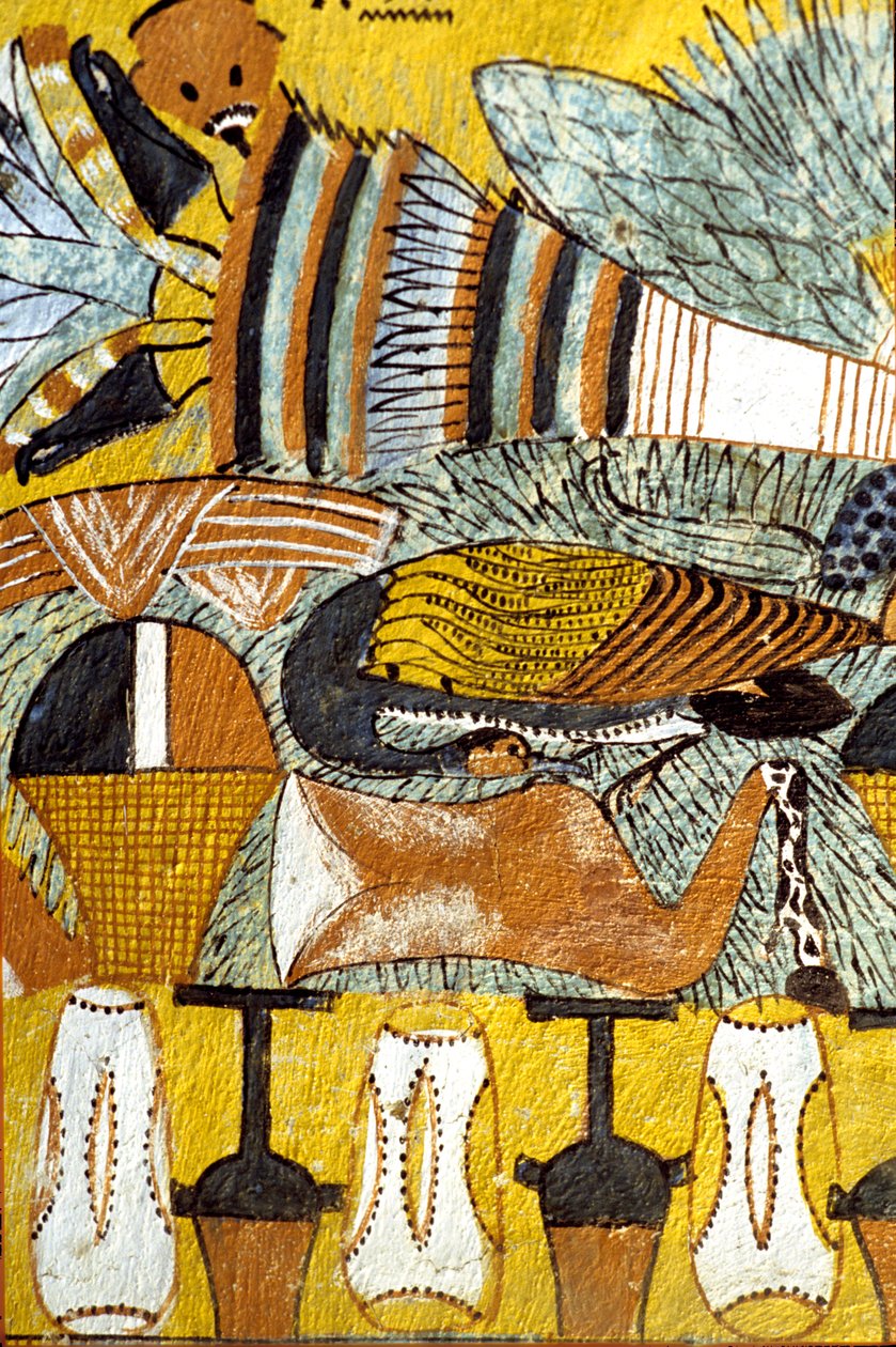 Altes Ägypten, Wandmalerei Grab von Sennedjem, Deir el Medina, Theben, Grab der Edlen von School Egyptian