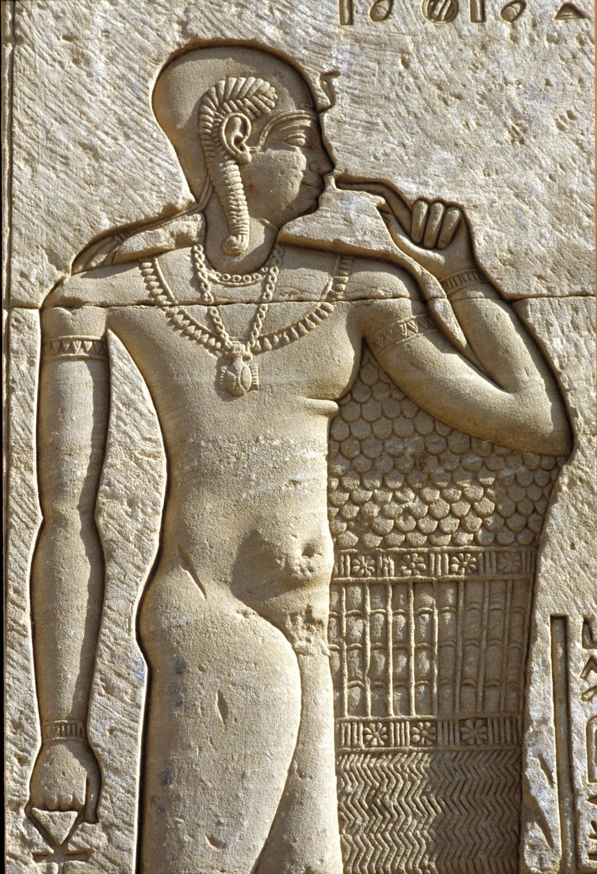 Altes Ägypten, Wandmalerei/-schnitzerei, Ihy, Sohn von Amun und Mut, Tempel von Hathor, Dendera (Foto) von School Egyptian