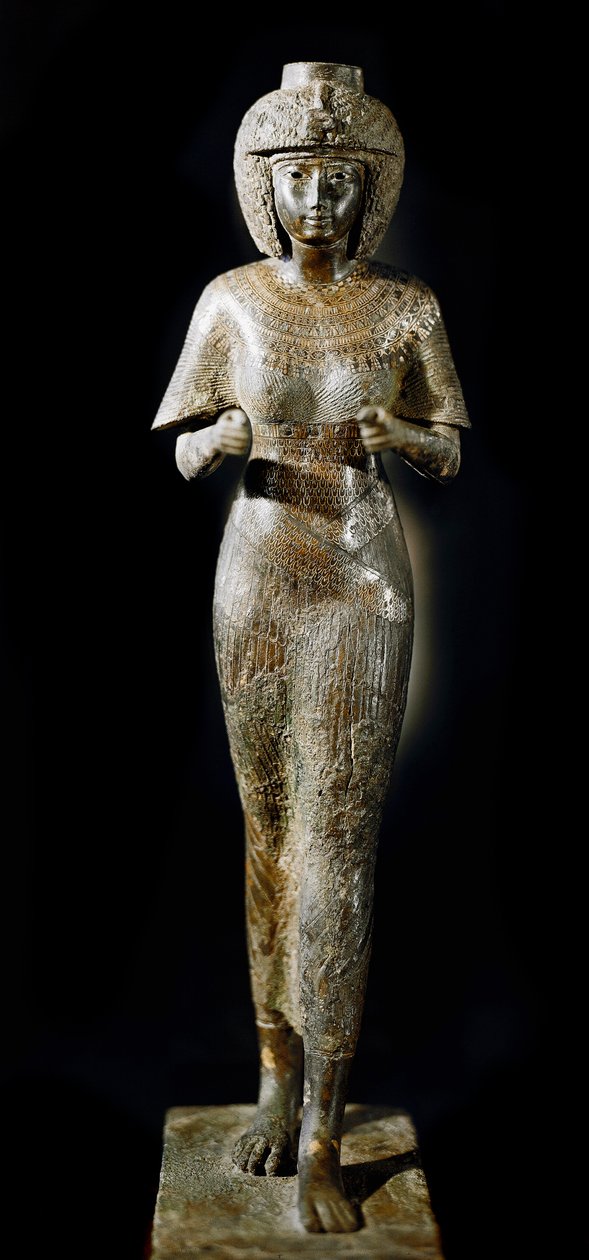 Ägyptische Antiquitäten: Bronzestatue der Königin Karomama von School Egyptian
