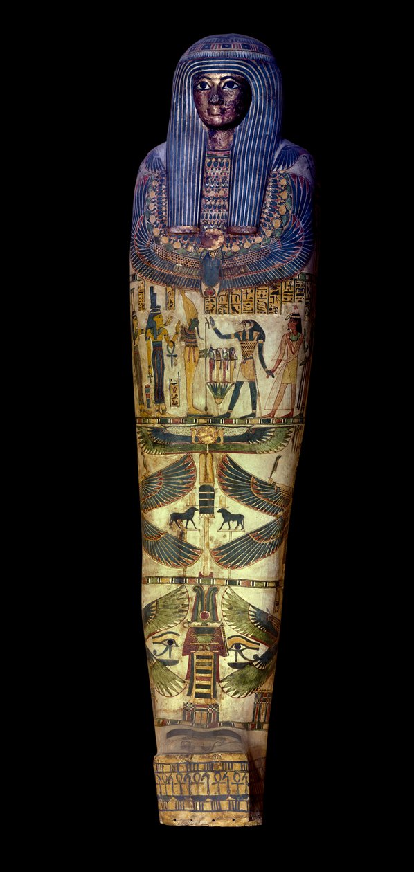 Ägyptische Antike: Deckel des Sarkophags von Jedkhonsouioufankh (Djedkhonsouiouefankh), um 750 v. Chr., Louvre Museum - Ägyptische Antike: Sarkophagdeckel von Djedkhonsouioufankh (Djedkhonsouioufankh), um 750 v. Chr., Louvre Museum, Paris von School Egyptian