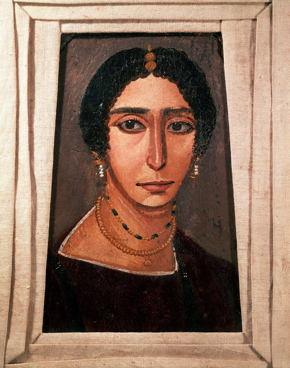 Ägyptische Antike: Totenporträt einer Frau. Malerei auf Holz. 2. oder 3. Jahrhundert. Aus Fayum (Fayum) in Ägypten. Paris, Louvre Museum von School Egyptian