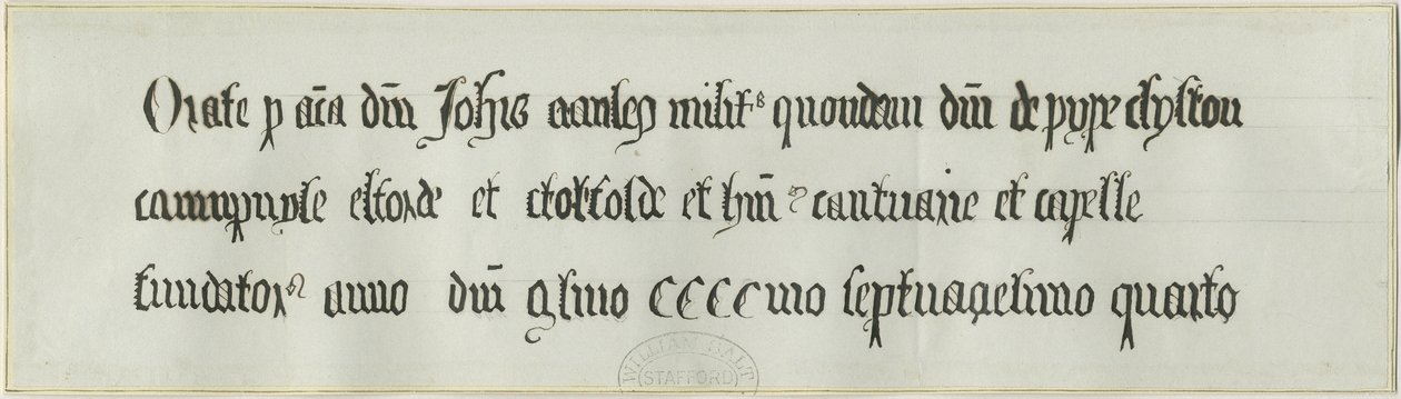Elford Church: Grab von Sir John Stanley: Feder- und Tintenzeichnung, undatiert [?19. Jahrhundert] von School English