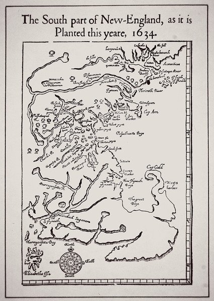 Südlicher Teil von Neuengland, wie er dieses Jahr 1634 bepflanzt ist von School English