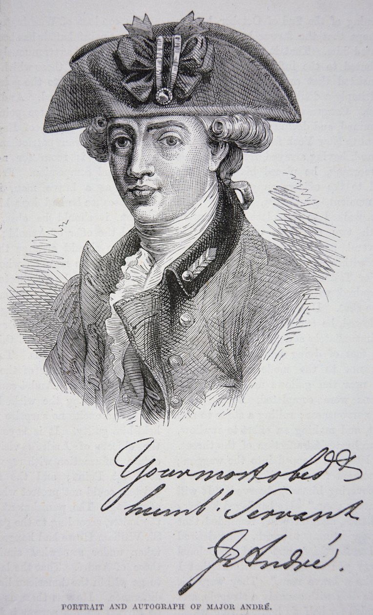 Das Porträt und Autogramm von Major John Andre von School English