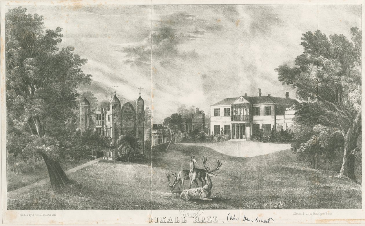 Tixall Hall und Torhaus von School English