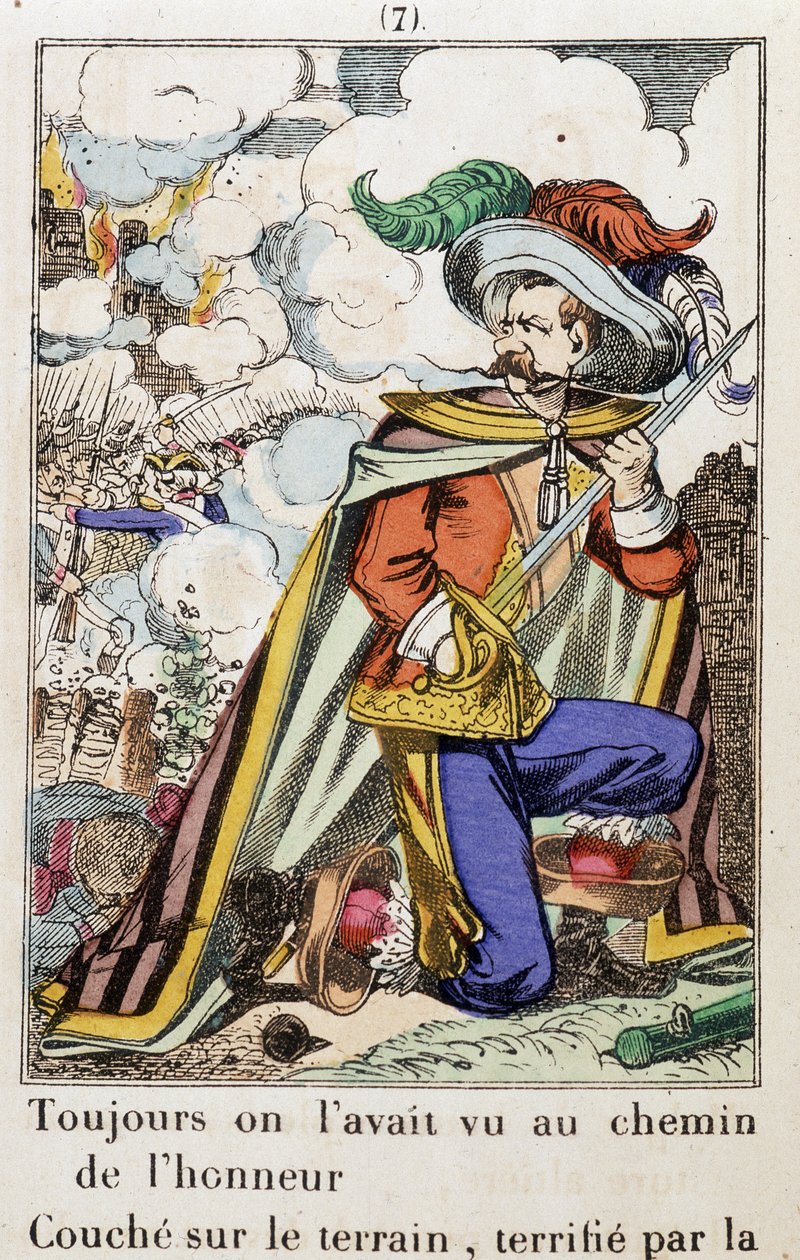Kapitän Fracasse - Bild von Epinal „Immer sahen wir ihn auf dem Weg der Ehre...“ Roman von Théophile Gautier (1811-1872) von School French