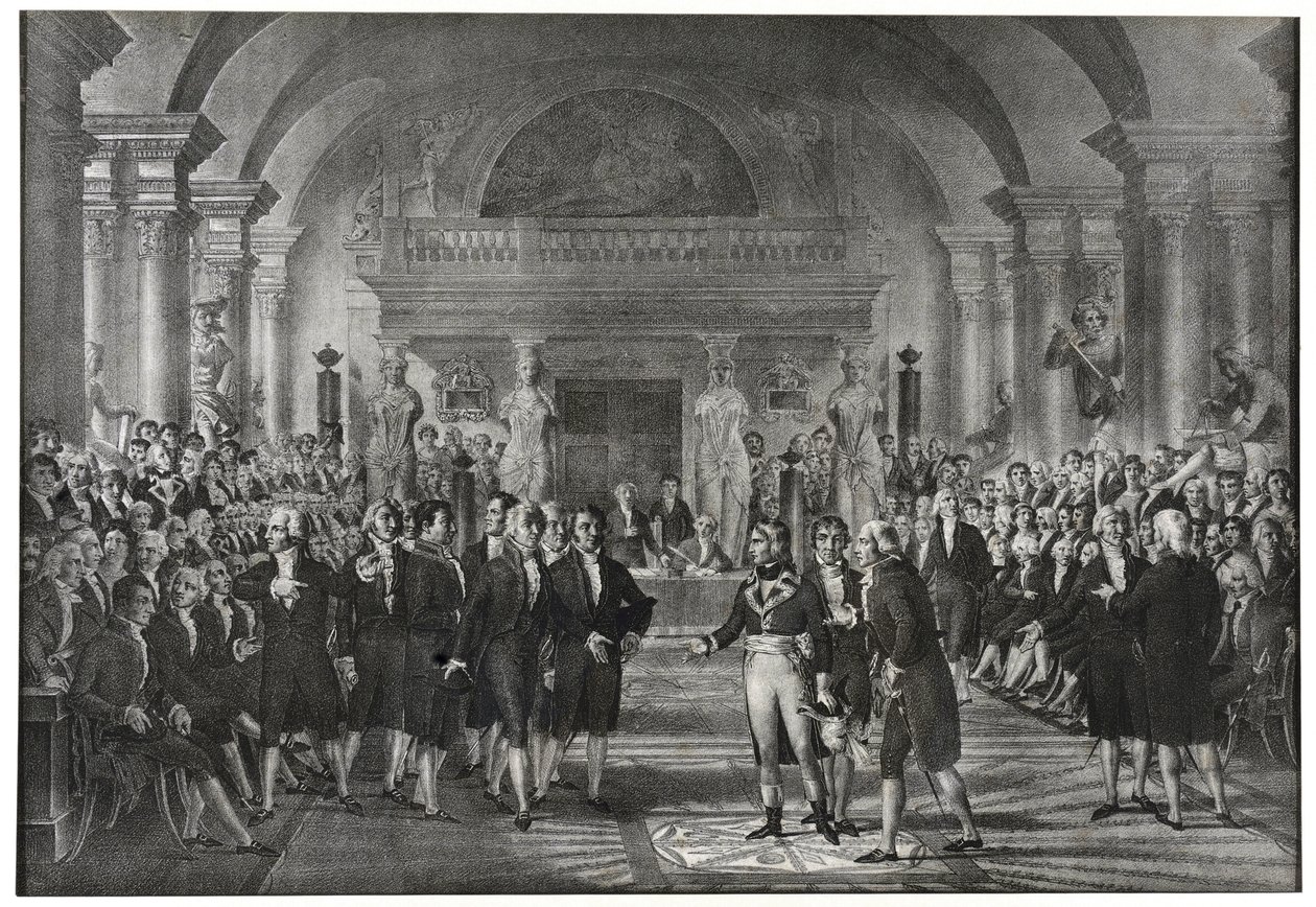 General Bonaparte, gewählt am 25. Dezember 1797 in die Sektion der mechanischen Künste der Sektion der Wissenschaften, um Lazare Carnot an der Akademie der Wissenschaften in Paris zu ersetzen von School French