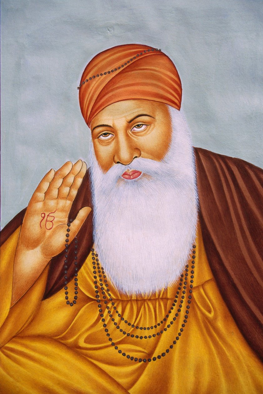 Herr Guru Nanak, Miniaturmalerei auf Papier von School Indian