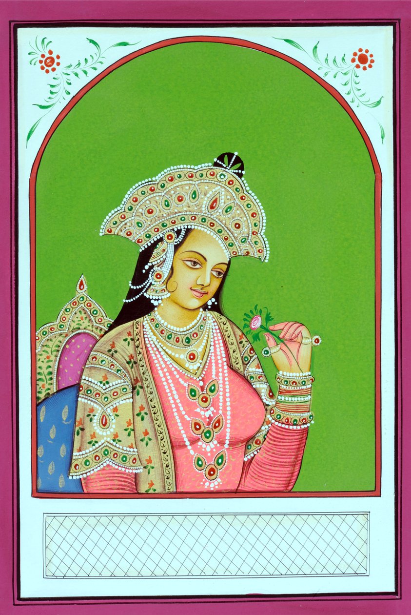 Miniaturmalerei der Mughal-Königin Mumtaz Mahal von School Indian