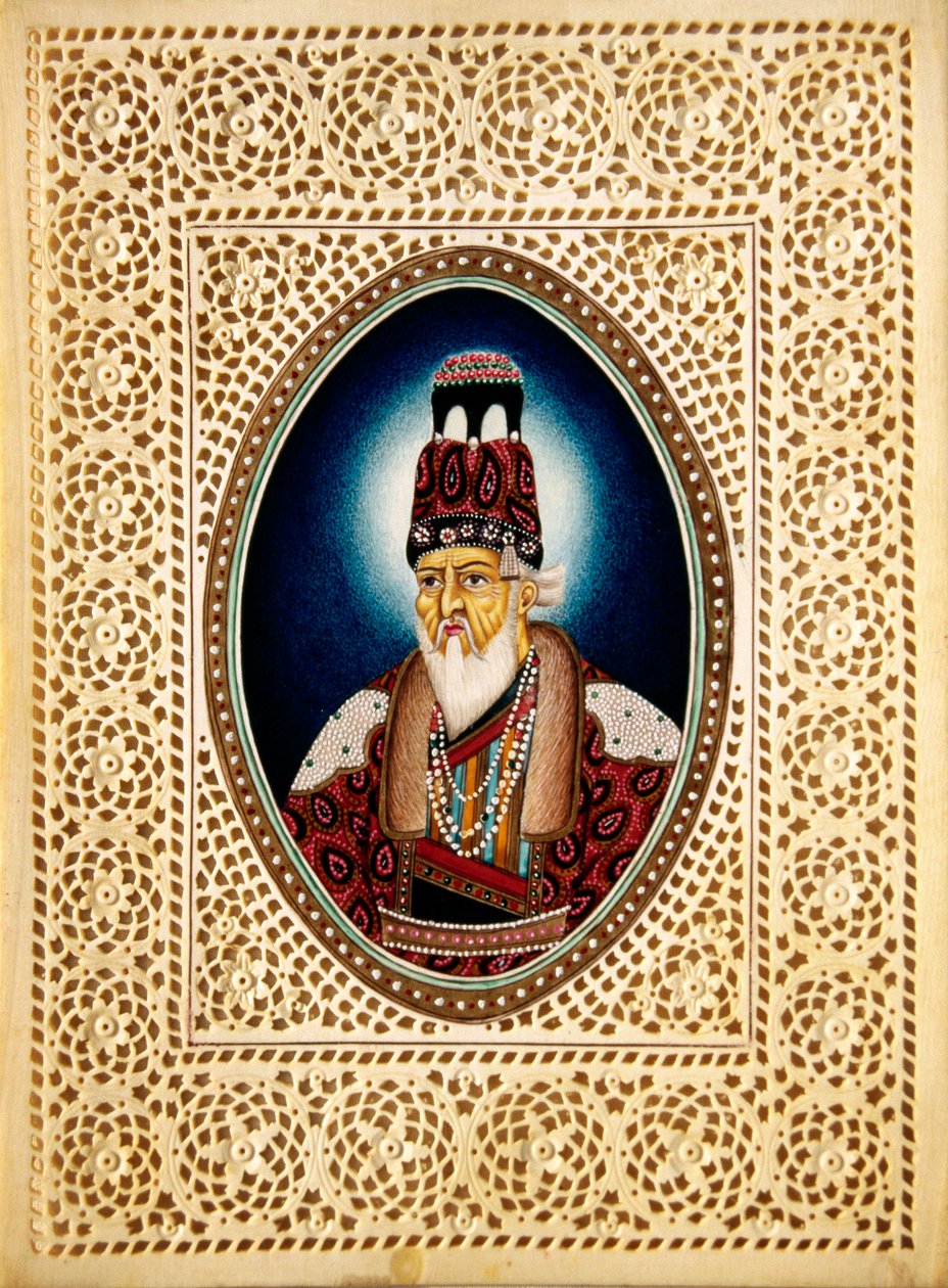 Malerei des Mogulkaisers Shah Jahan auf Elfenbein von School Indian