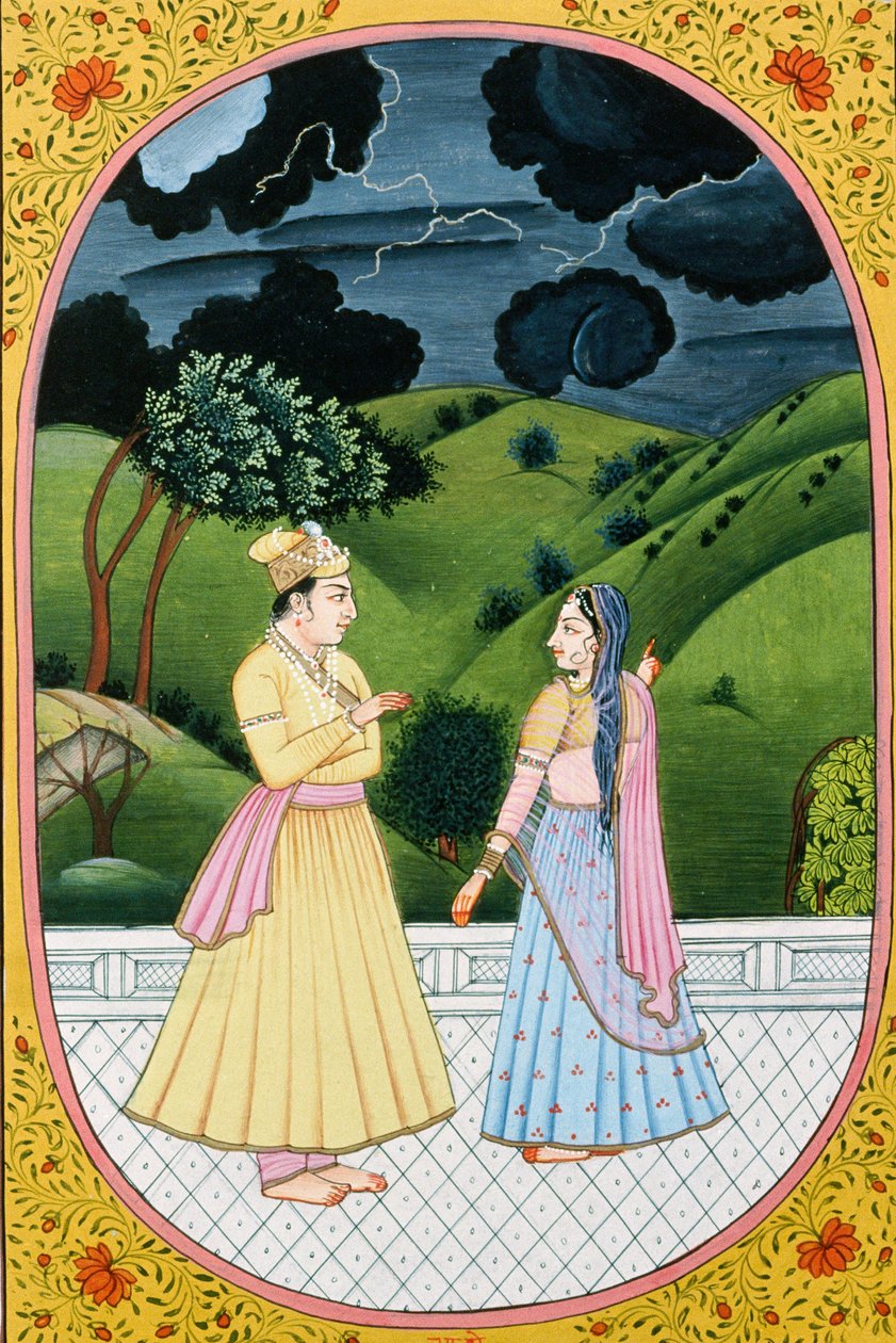 Jahreskalenderbild & Malerei für einen hinduistischen Monat Bhadon, Indien von School Indian