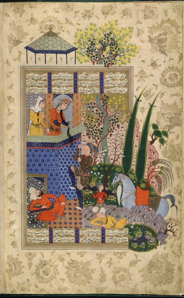 Zal auf Rudabas Balkon, aus dem Shahnama von Firdawsi von School Iranian