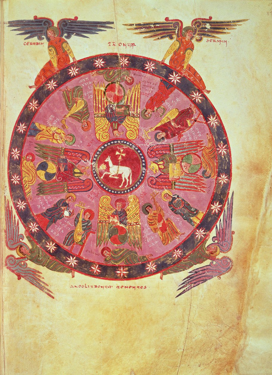 Ms. M. 644 f.87 Offenbarung 4:4 Anbetung des Lammes durch die vierundzwanzig Ältesten, Kopie aus dem 