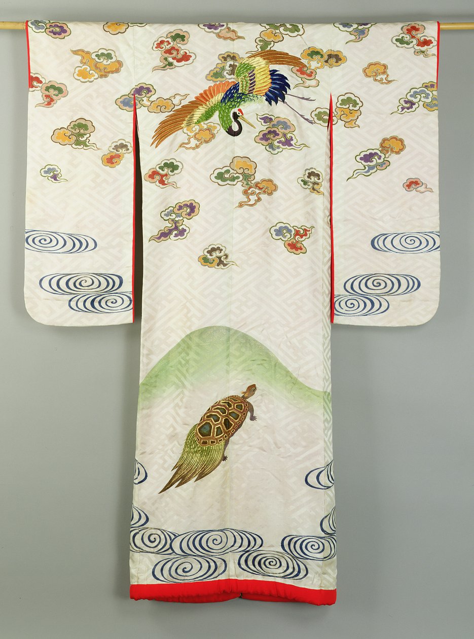 Uchikake Hochzeitsrobe mit Kranich und Schildkröte von School Japanese