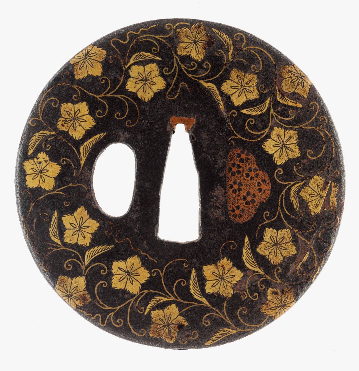 Tsuba: Blumenschriftrollen von School Kaga