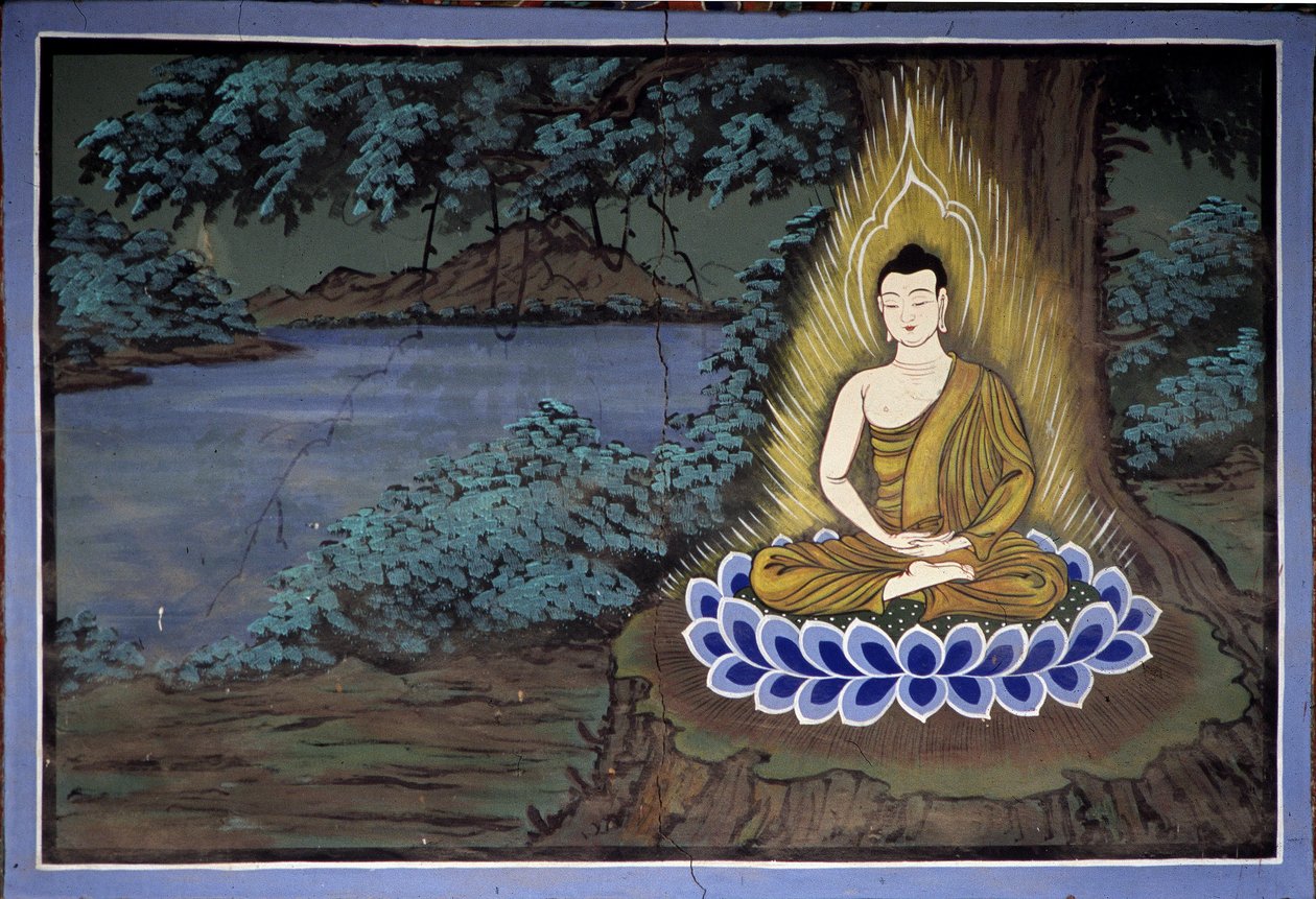 Buddha Meditation: Fresko im Yongju-Tempel, Region Suwon, Korea. von School Korean
