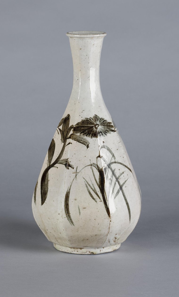 Vase mit Chrysanthemen- und Hausdesign, Choson-Dynastie von School Korean