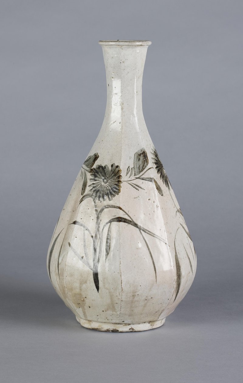 Vase mit Chrysanthemen- und Hausdesign, Choson-Dynastie von School Korean