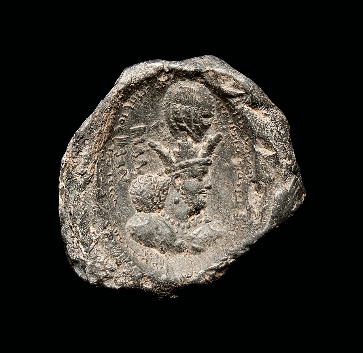 Bulla mit Inschrift, Sassanidenzeit, 4. Jahrhundert (Keramik) von School Persian