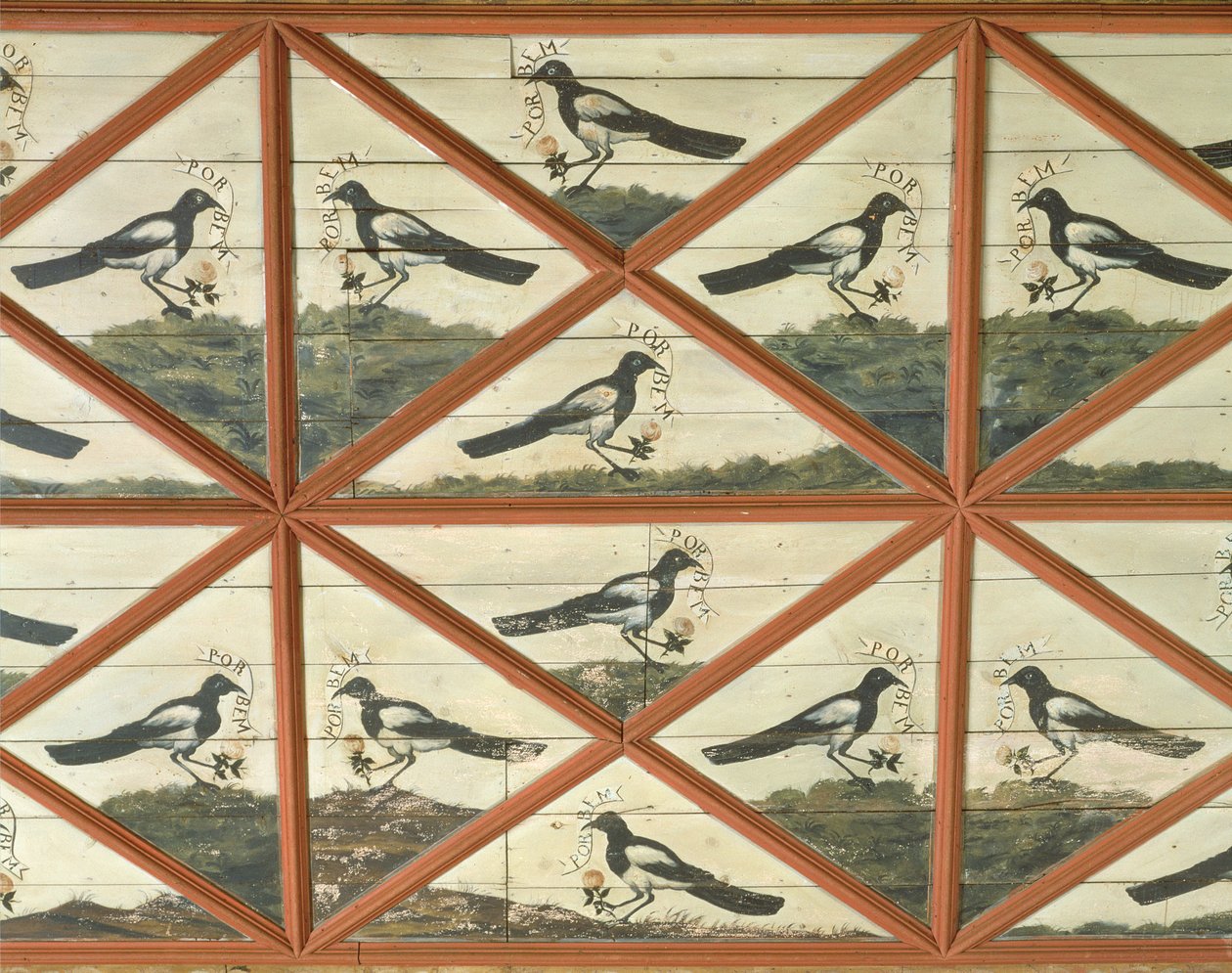 Detail der Dekoration der Decke im Salon der Elstern von School Portuguese