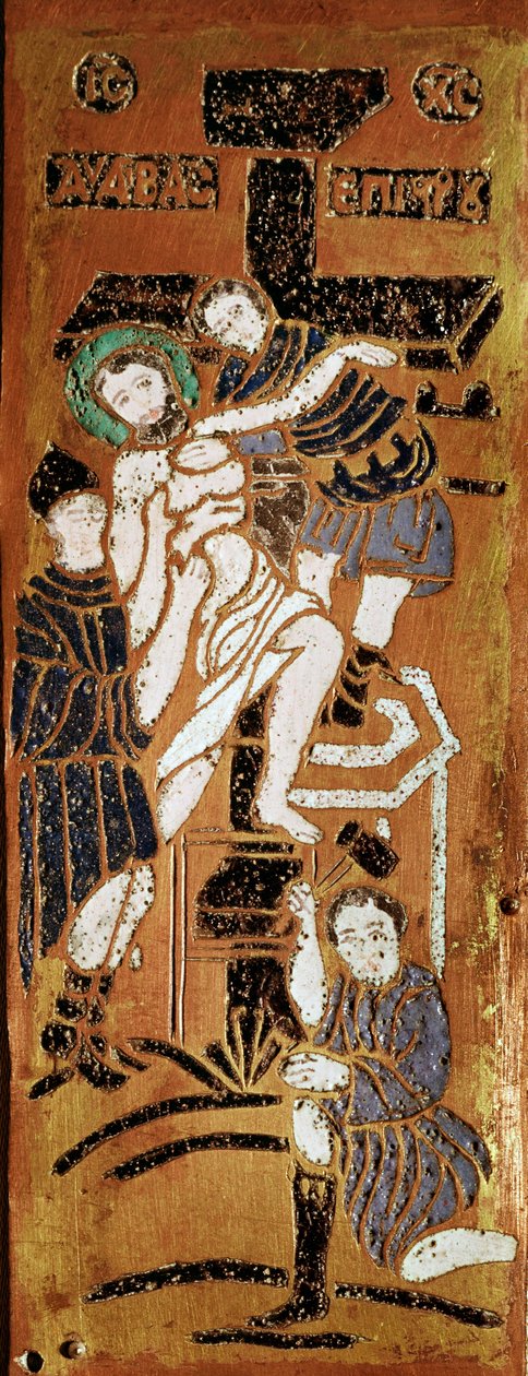 Russische Kunst, die Kreuzigung, Emaille des 16. Jahrhunderts Madrid, Museo Lázaro Galdiano von School Russian