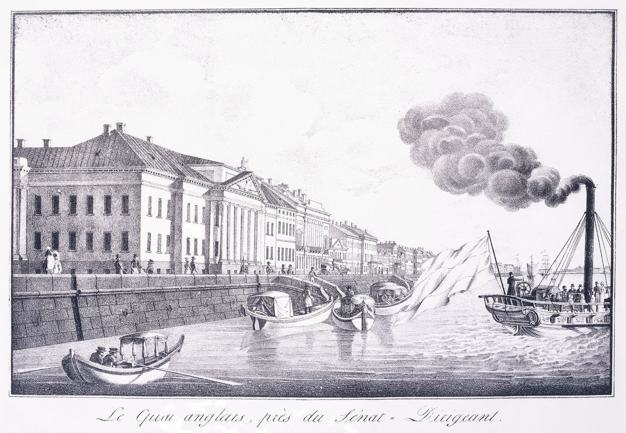 Der englische Kai, in der Nähe des Senat-Dirigeant; Le Quai Anglais, Pres du Senat-Dirigeant, frühes 19. Jahrhundert von School Russian