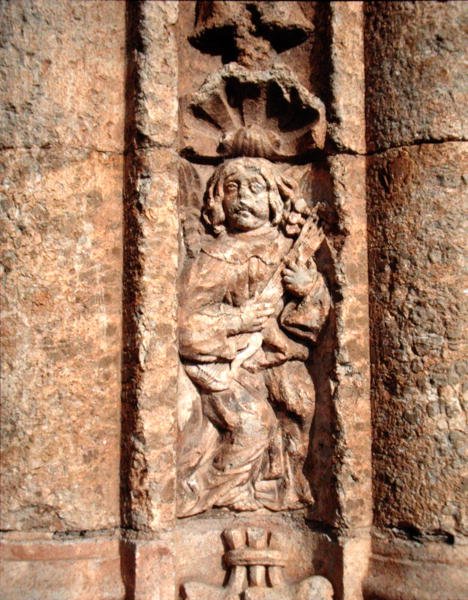 Lautenspieler, von der Fassade des Palastes von Montarco von School Spanish
