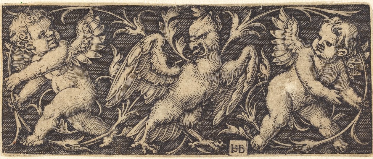 Ornament mit Adler und zwei Genien von Sebald Beham
