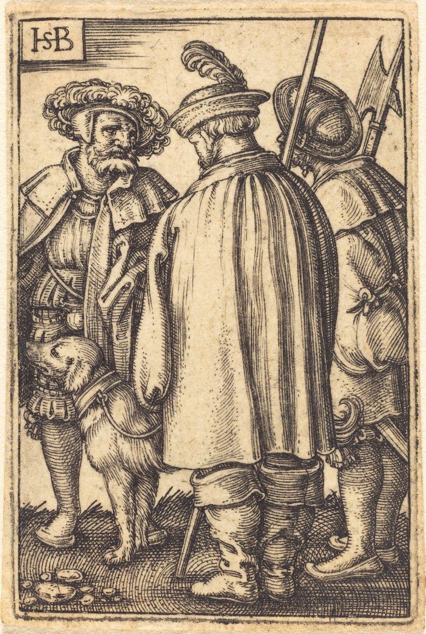 Drei Soldaten und ein Hund von Sebald Beham
