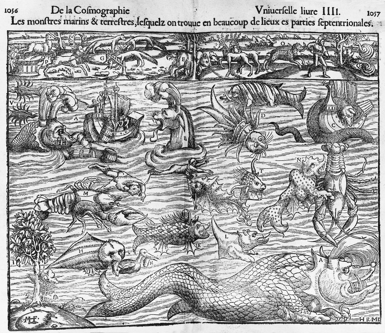 See- und Landmonster, Illustration aus Cosmographia Universalis, von Sebastian Münster (1489-1552) von Sebastian Munster