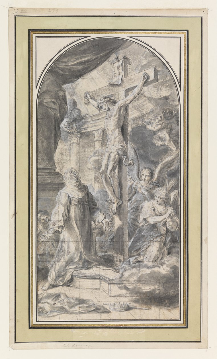 Entwurf, der eine Vision der Kreuzigung darstellt von Sebastiano Conca