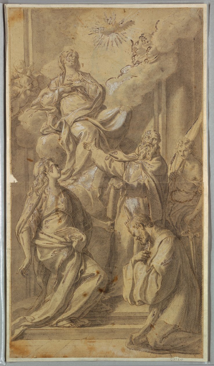 Zeichnung, Madonna und Heilige, ca. 1730 von Sebastiano Conca