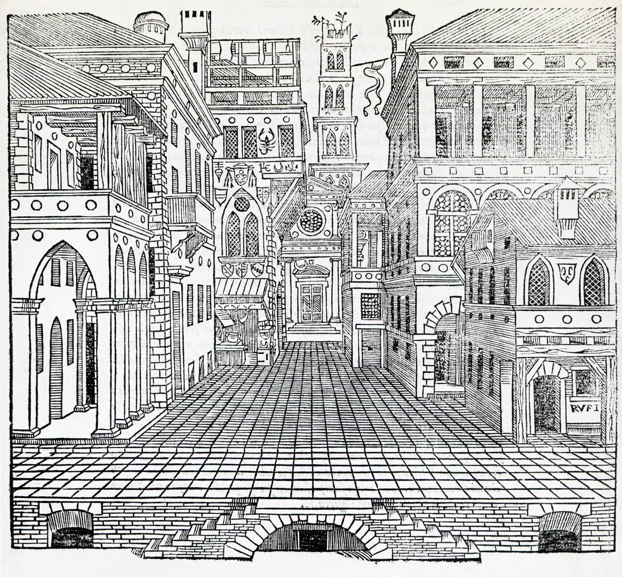 Magische Szene (theatralisches Bühnenbild von Sebastiano Serlio) von Sebastiano Serlio