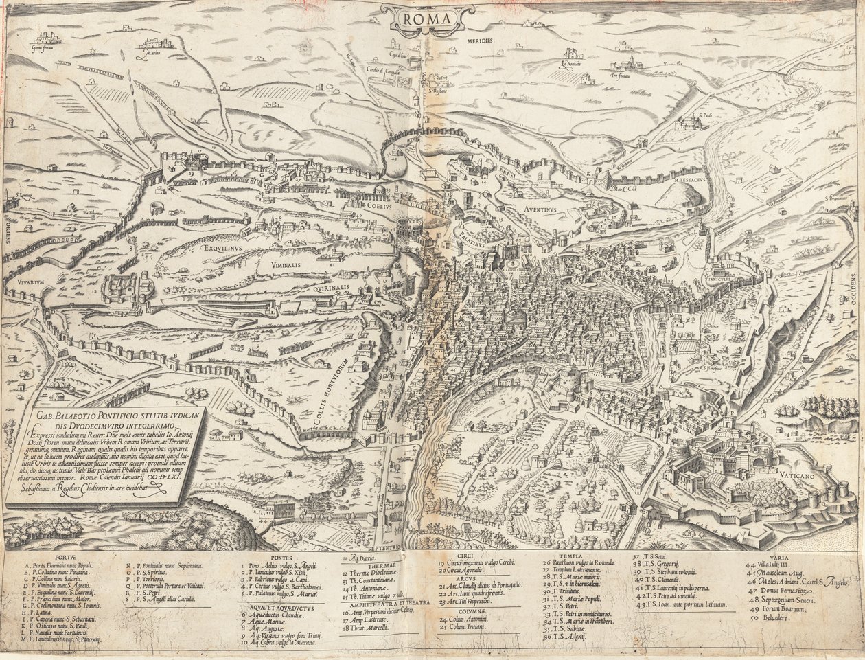 Topographische Karte des modernen Rom von Sebastiano di Re after Giovanni Antonio Dosio