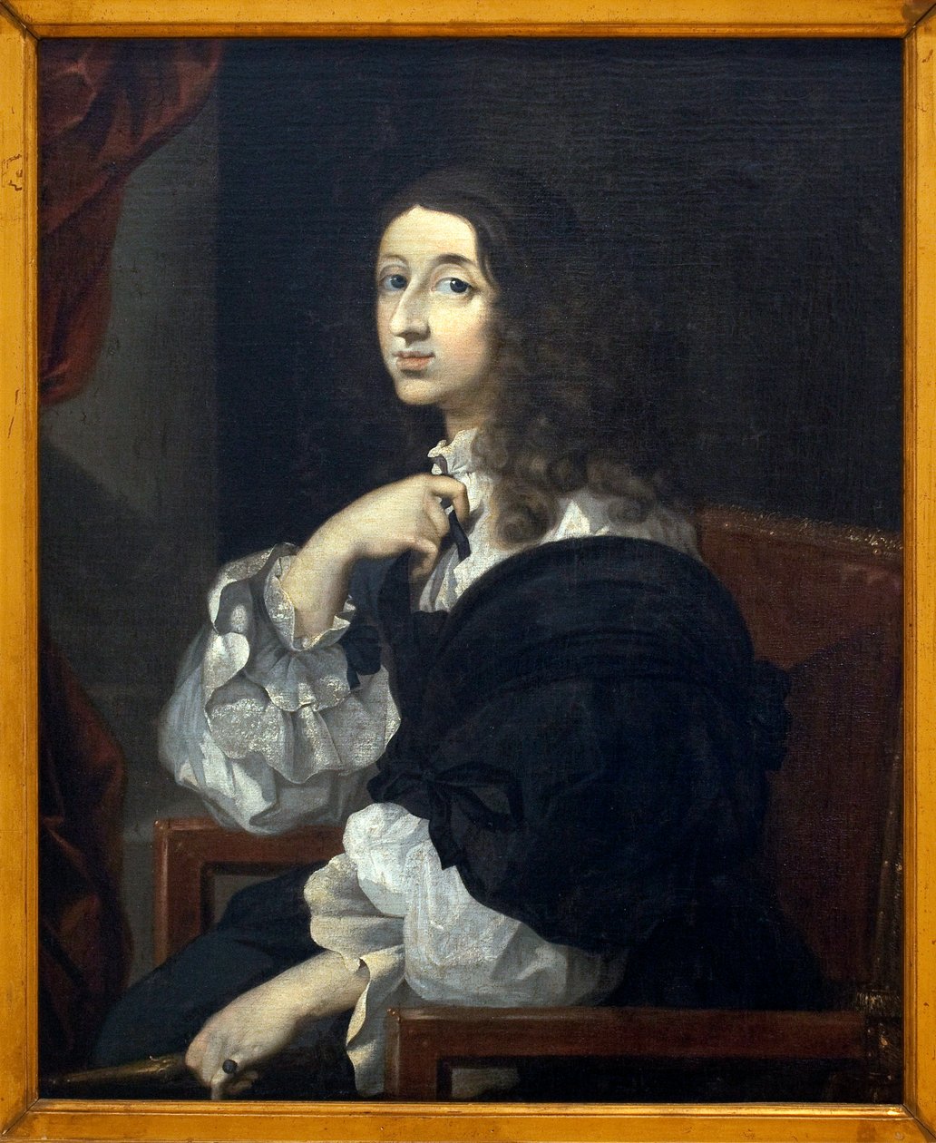 Porträt von Königin Christine von Schweden (Kristina Vasa). von Sébastien Bourdon