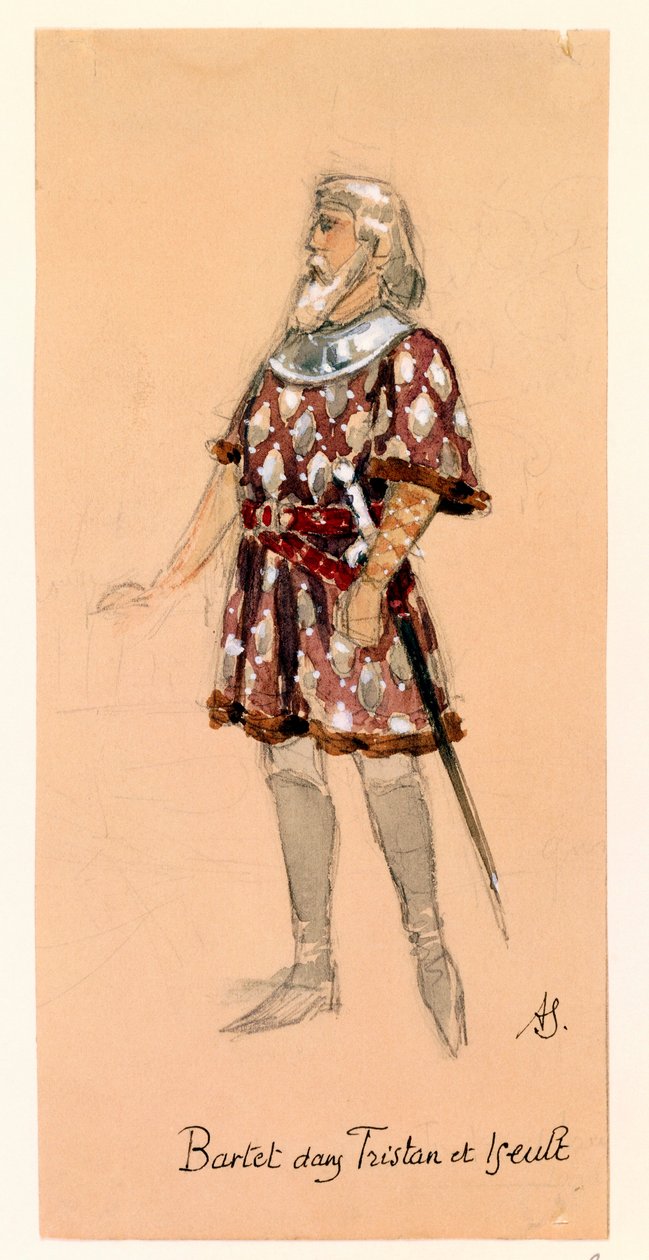 Frankreich, Paris, Kostümentwurf für Kurwenal in Tristan und Isolde von Richard Wagner für Aufführung im Pariser Palais Garnier von Segaud Segaud