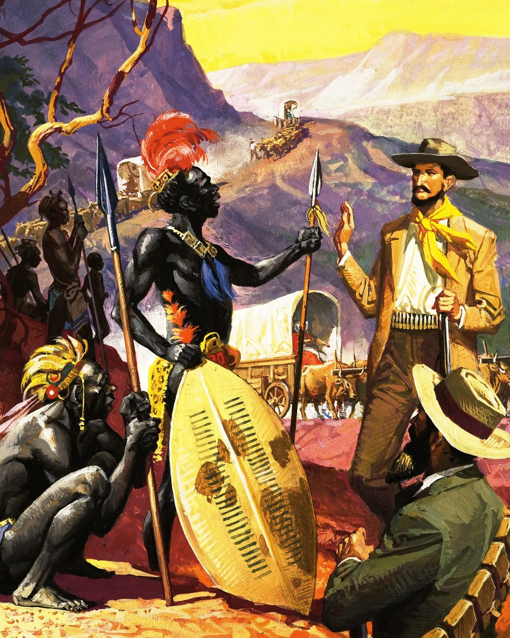 Unidentifizierte afrikanische Siedler treffen die Einheimischen von Severino Baraldi