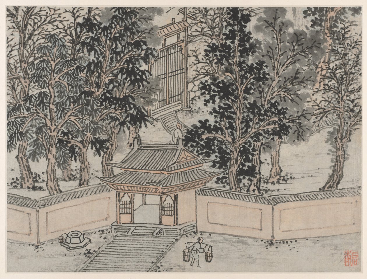 Zwölf Ansichten des Tigerhügels, Suzhou: Tiger-Flight-Quelle am Hintertor, nach 1490 von Shen Zhou