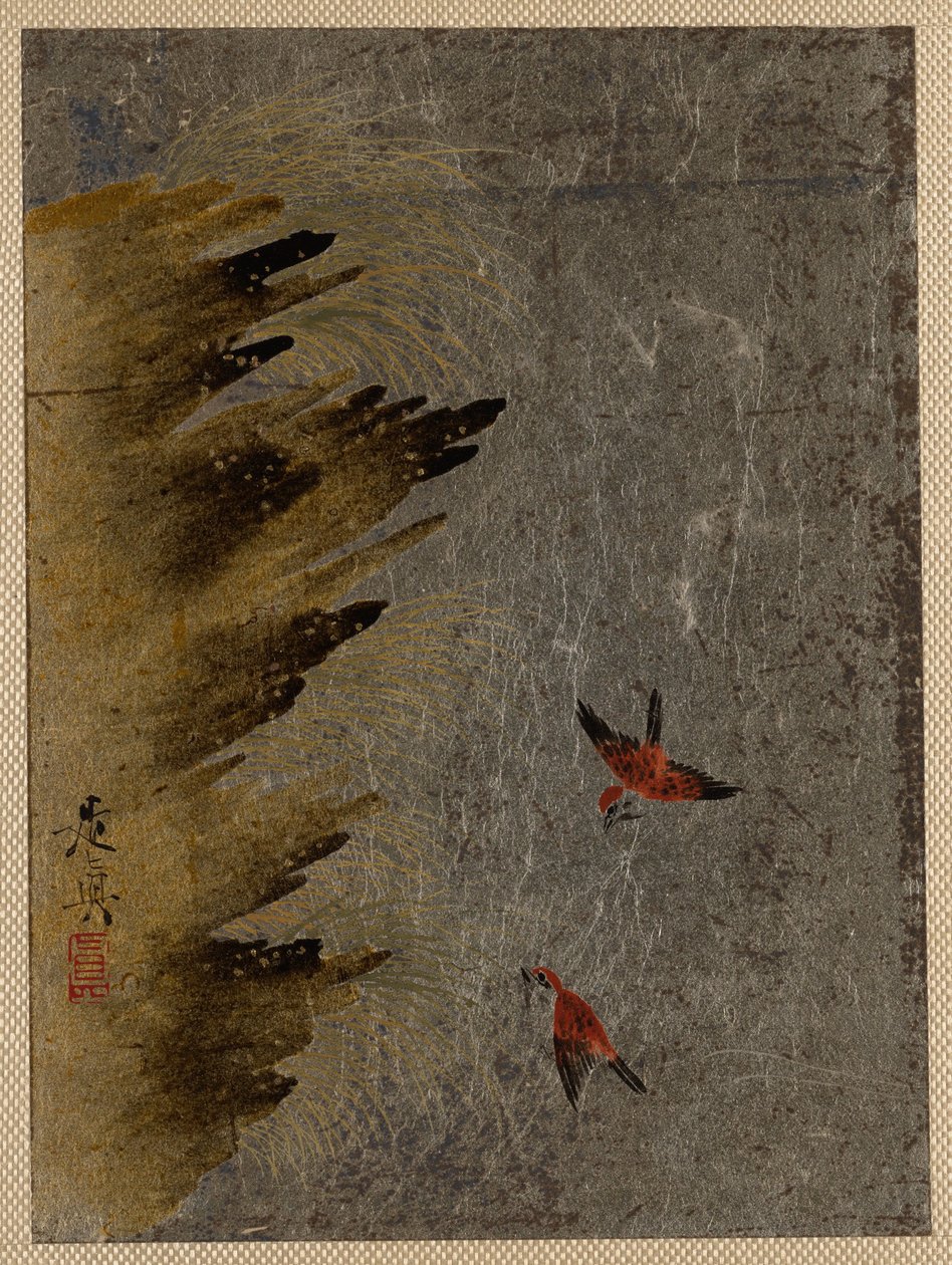 Vögel und hervorstehende Felsen von Shibata Zeshin