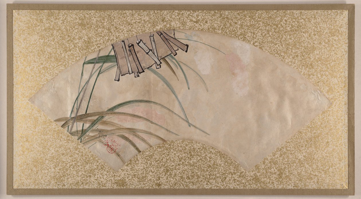 Blumen (rosa und weiß) und Blätter, Klappern von Shibata Zeshin