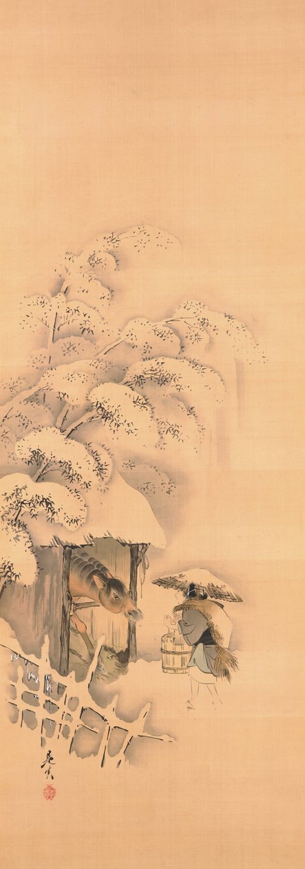 Noh-Spiel Hachinoki, eines von drei von Shibata Zeshin