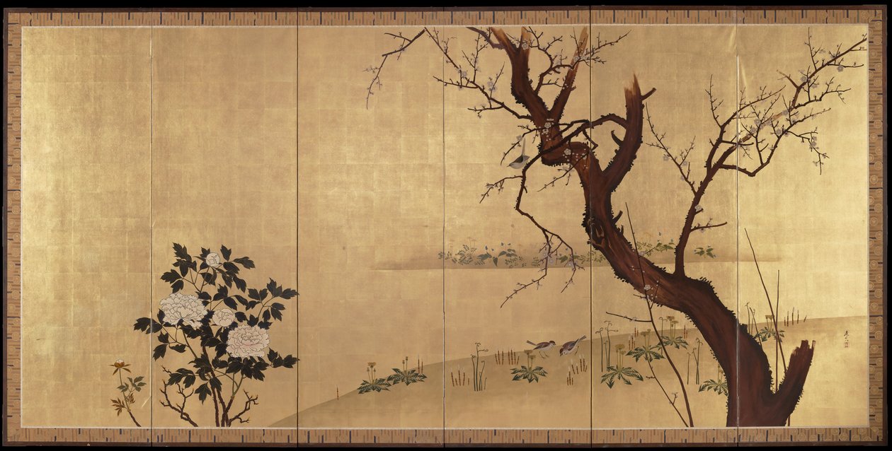 Frühling (rechts von einem Paar Vögel und Blumen im Frühling und Herbst) von Shibata Zeshin